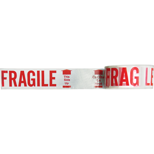 Ruban imprim&eacute; bilingue – Fragile ce c&ocirc;t&eacute; en haut, Rouge/blanc Distribution Industrielle GC