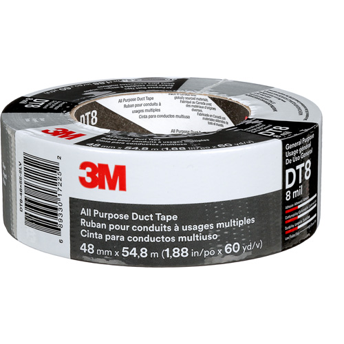 DT8 All-Purpose Duct Tape, 8 mils, Silver, 48 mm (2") x 55 m (180') Distribution Industrielle GC