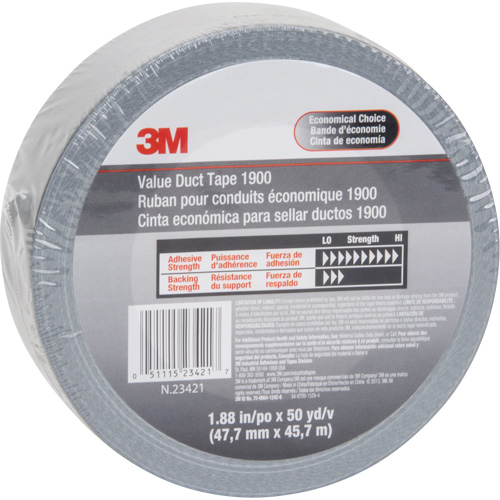 Ruban pour conduit &eacute;conomique 1900, 5,8 mils, Argent, 48 mm (2") x 5,7 m (18,7') Distribution Industrielle GC