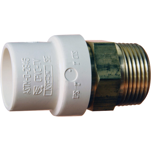 Threaded Pipe Adapter, Hub x MPT, 1-1/4" Dia., Brass/CPVC Distribution Industrielle GC