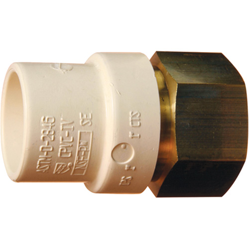 Threaded Pipe Adapter, Hub x FPT, 1-1/4" Dia., Brass/CPVC Distribution Industrielle GC