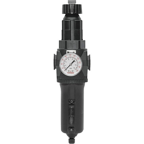 Filtre/r&eacute;gulateur drain manuel avec bol en m&eacute;tal et manom&egrave;tre Modulair 400, 1/2" NPT, 200 psi, Capacit&eacute; de 9,1 oz liq. Distribution Industrielle GC