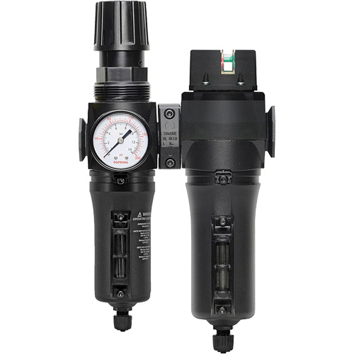 Filtre/r&eacute;gulateur + filtre coalescent drain manuel avec bol en m&eacute;tal Modulair 300, 1/4" NPT, 250 PSI, Capacit&eacute; de 5,1 oz liq. Distribution Industrielle GC