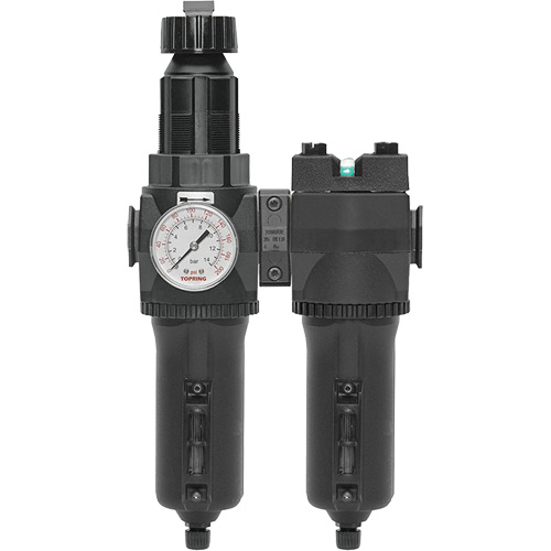 Filtre/r&eacute;gulateur + filtre coalescent drain manuel avec bol en m&eacute;tal Modulair 400, 1/4" NPT, 200 psi, Capacit&eacute; de 9,1 oz liq. Distribution Industrielle GC