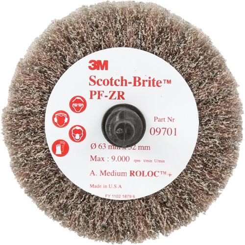Scotch-Brite Roloc Cut and Polish Flap Brush, PF-ZR, Aluminum Oxide, Medium Grit, 2-1/2" x 1-1/4" Distribution Industrielle GC