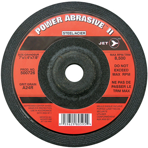 A24R POWER ABRASIVE Grinding Wheel, 7" x 1/4", 7/8" Arbor, Type T27 Distribution Industrielle GC