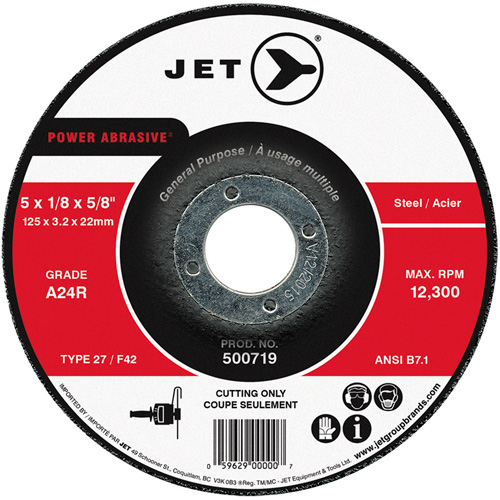 Power Abrasive Cut-Off Wheel, 5" x 1/8", 7/8" Arbor, Type 27, 12300 RPM Distribution Industrielle GC