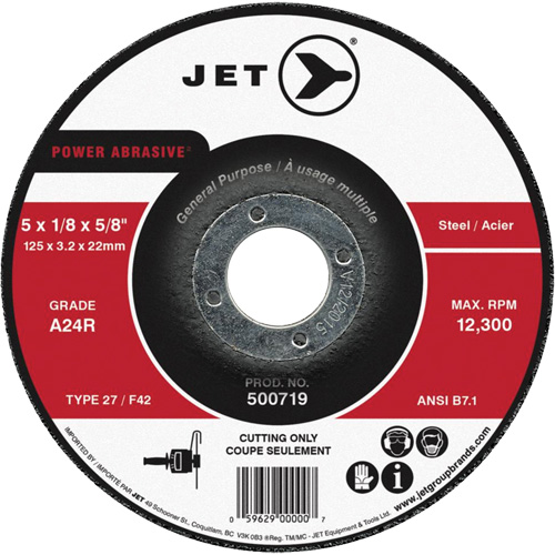 Power Abrasive Cut-Off Wheel, 7" x 1/8", 7/8" Arbor, Type 27, 8500 RPM Distribution Industrielle GC