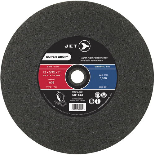 Super Chop Cut-Off Wheel, 12" x 3/32", 1" Arbor, Type 1, 5100 RPM Distribution Industrielle GC