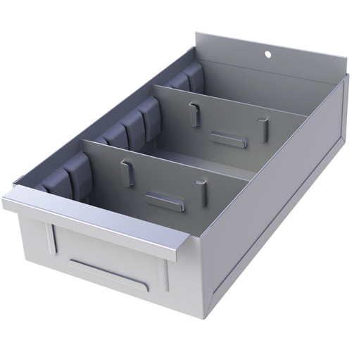 Interlok Boltless Shelving Shelf Box, Steel, 5-5/8" W x 12" D x 2-3/4" H, Light Grey Distribution Industrielle GC