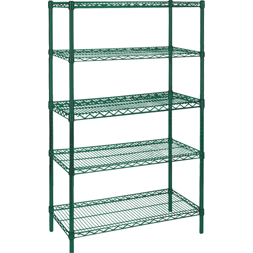 &eacute;tag&egrave;res robustes en treillis m&eacute;tallique au fini &eacute;poxy vert, 5 Tablettes, 36" la x 74" h x 18" p Distribution Industrielle GC