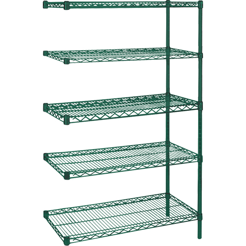 Heavy-Duty Green Epoxy Finish Wire Shelving, Add-On Kit, 5 Tiers, 36" W x 74" H x 24" D Distribution Industrielle GC