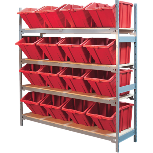 Wide Span Shelving with Jumbo Plastic Bins, Steel, Boltless, 800 lbs. Capacity, 66" W x 72" H x 18" D Distribution Industrielle GC