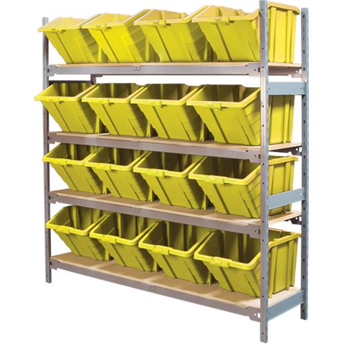 Wide Span Shelving with Jumbo Plastic Bins, Steel, Boltless, 800 lbs. Capacity, 66" W x 72" H x 18" D Distribution Industrielle GC