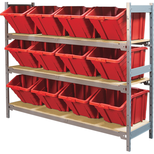 Wide Span Shelving with Jumbo Plastic Bins, Steel, Boltless, 800 lbs. Capacity, 66" W x 60" H x 18" D Distribution Industrielle GC