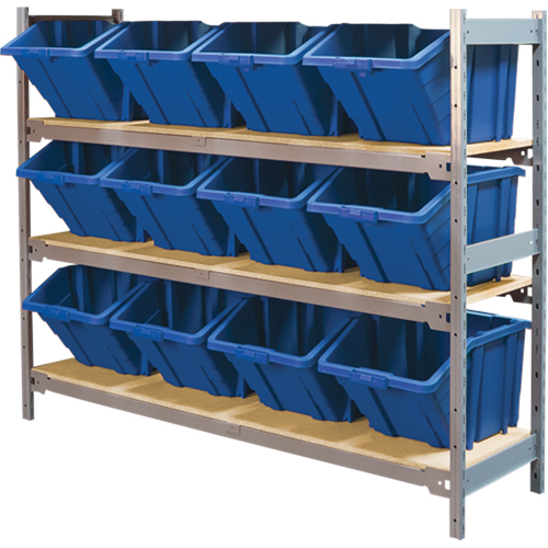 Wide Span Shelving with Jumbo Plastic Bins, Steel, Boltless, 800 lbs. Capacity, 66" W x 60" H x 18" D Distribution Industrielle GC