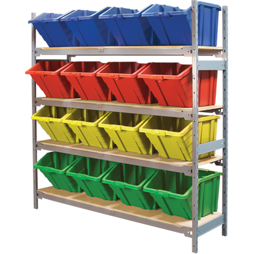 &eacute;tag&egrave;res larges avec bacs g&eacute;ants en plastique, Acier, Sans boulons, Capacit&eacute; 800 lb, 66" la x 72" h x 18" p Distribution Industrielle GC