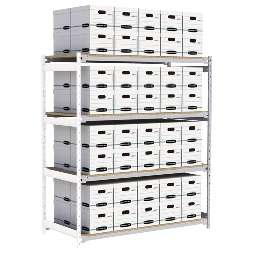 Wide Span Record Storage Shelving, Steel, 4 Shelves, 72" W x 32" D x 84" H, Add-On Kit Distribution Industrielle GC