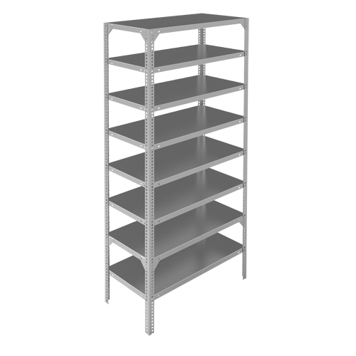 Shelving Unit, Galvanized Steel, Slotted Angle, 400 lbs. Capacity, 36" W x 96" H x 18" D Distribution Industrielle GC