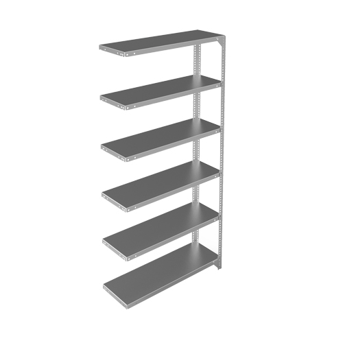 Shelving Unit, Galvanized Steel, Slotted Angle, 400 lbs. Capacity, 36" W x 72" H x 12" D Distribution Industrielle GC