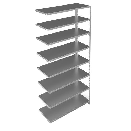 Shelving Unit, Galvanized Steel, Slotted Angle, 275 lbs. Capacity, 48" W x 96" H x 18" D Distribution Industrielle GC