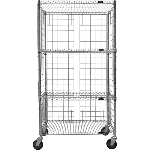 Enclosed Wire Shelf Cart, Chrome Plated, 36" x 69" x 18", 800 lbs. Capacity Distribution Industrielle GC