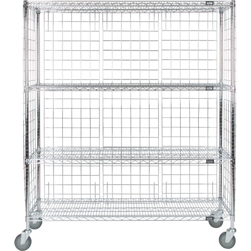 Chariot ferm&eacute; en treillis m&eacute;tallique, Chrom&eacute;, 60" x 69" x 24", Capacit&eacute; 800 lb Distribution Industrielle GC