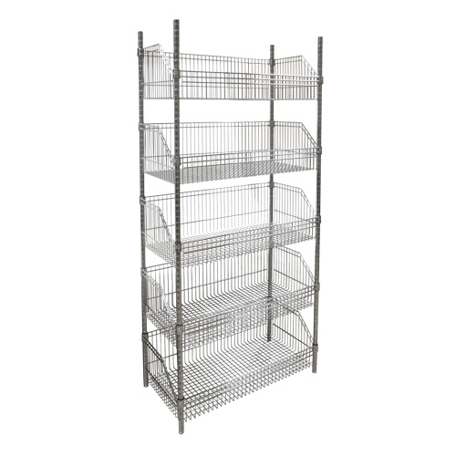 &eacute;tag&egrave;re &agrave; paniers-tablettes en treillis m&eacute;tallique, Tiers 5, 36" la x 74" h x 18" p Distribution Industrielle GC