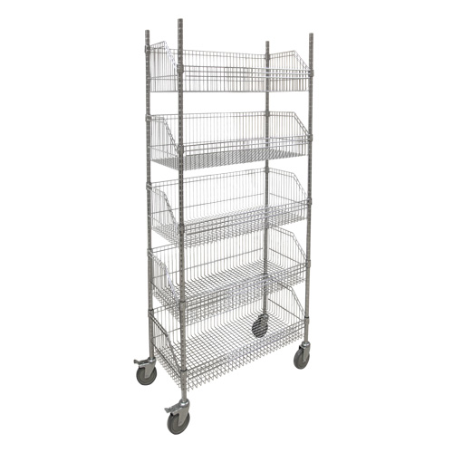 Chariot &agrave; tablette avec panier en treillis, Tiers 5, 36" la x 80" h x 18" p Distribution Industrielle GC