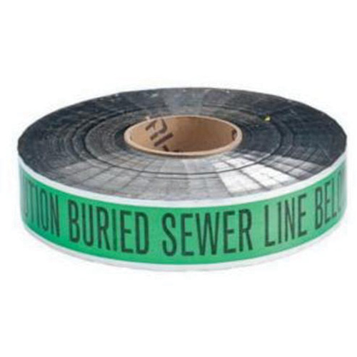 Ruban d'avertissement de danger souterrain Sewer Line Identoline, 2" la x 1000' lo, Noir sur vert Distribution Industrielle GC