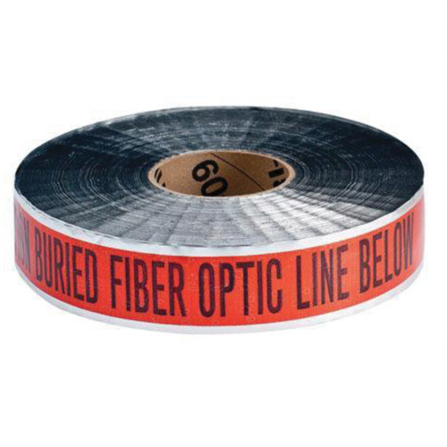 Ruban d'avertissement de danger souterrain Fiber Optic Line Identoline, 2" la x 1000' lo, Noir/orange Distribution Industrielle GC