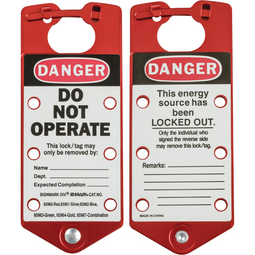 Labeled Lockout Hasp, Red Distribution Industrielle GC
