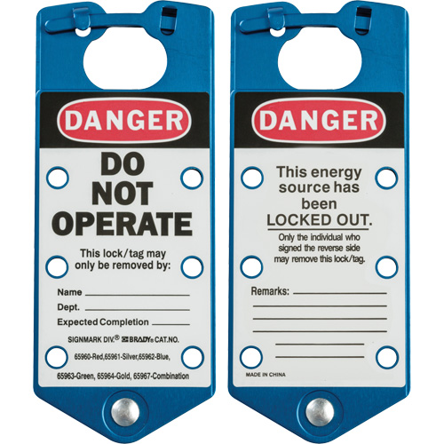 Labeled Lockout Hasps, Blue Distribution Industrielle GC