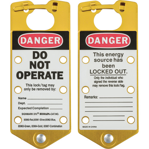 Labeled Lockout Hasps, Yellow Distribution Industrielle GC