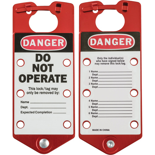 Labeled Lockout Hasps, Red Distribution Industrielle GC