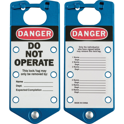 Labeled Lockout Hasps, Blue Distribution Industrielle GC