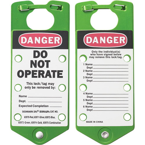 Labeled Lockout Hasps, Green Distribution Industrielle GC