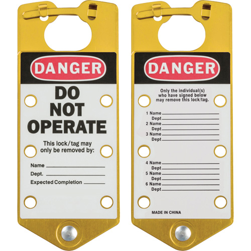 Labeled Lockout Hasps, Yellow Distribution Industrielle GC