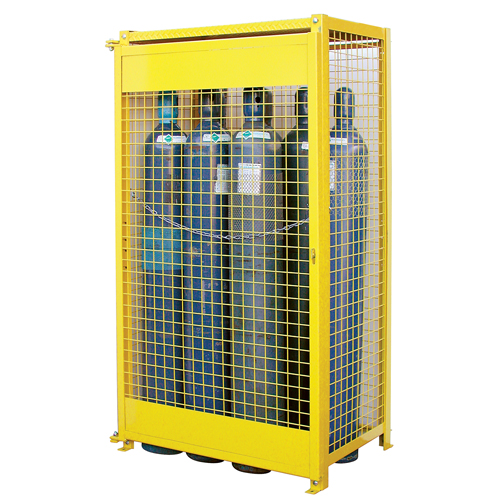Gas Cylinder Cabinets, 10 Cylinder Capacity, 44" W x 30" D x 74" H, Yellow Distribution Industrielle GC