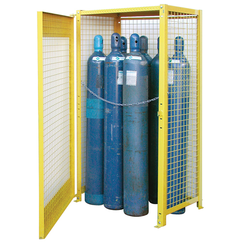 Gas Cylinder Cabinets, 10 Cylinder Capacity, 44" W x 30" D x 74" H, Yellow Distribution Industrielle GC