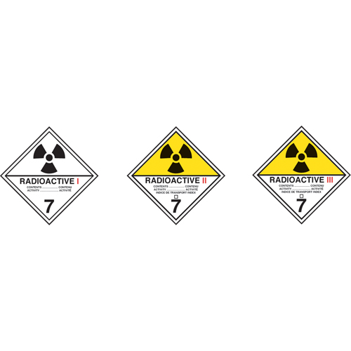 TDG Shipping Labels, Class 7, Radioactive I, Paper Distribution Industrielle GC