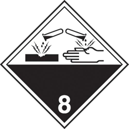 TDG Shipping Labels, Class 8, Corrosives, Paper Distribution Industrielle GC