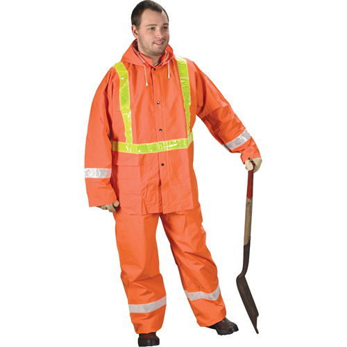 V&ecirc;tements de pluie pour la circulation Tornado, PVC, Petit, Orange haute visibilit&eacute; Distribution Industrielle GC
