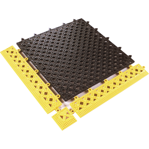 TAPIS MODULAIRE LOK-TYLE 12"X12" JAUNE NOIR, Vinyle, 1' la c, 1' lo, 9/16" &eacute;paisseur, Noir Distribution Industrielle GC