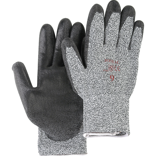 Gants de tricot poivre & sel avec rev&ecirc;tement de paume noir, Taille Petit/7, Rev&ecirc;tement Polyur&eacute;thane, Enveloppe en PEHP, ANSI/ISEA 105 niveau 2 Distribution Industrielle GC