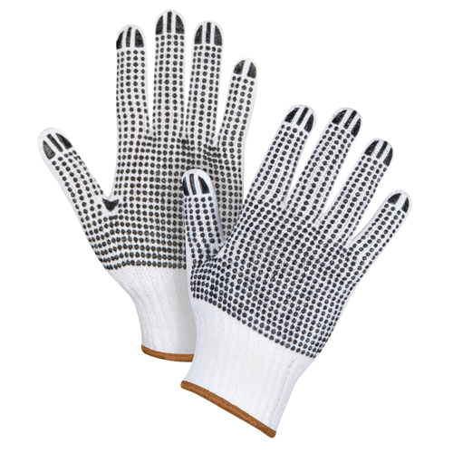 Gants tricot&eacute;s deux c&ocirc;t&eacute;s &agrave; pois, Poly/coton, Deux c&ocirc;t&eacute;s, Calibre 7, Grand Distribution Industrielle GC