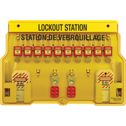 Lockout Stations, Thermoplastic Padlocks, 10 Padlock Capacity, Padlocks Included Distribution Industrielle GC