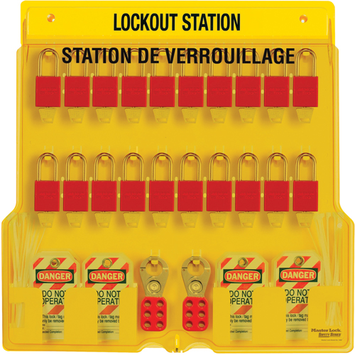 Lockout Station, Aluminum Padlocks, 20 Padlock Capacity, Padlocks Included Distribution Industrielle GC