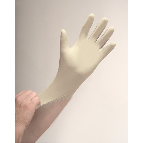 Gants d'examen de premi&egrave;re qualit&eacute; pour peau sensible, Grand, Latex, 4 mils, Sans poudre, Naturel Distribution Industrielle GC