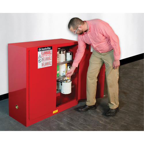 Armoire de s&eacute;curit&eacute; pour la peinture et les encres combustibles EX Sure-Grip, 40 gal., 3 tablettes Distribution Industrielle GC
